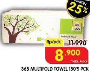 Promo Harga 365 Multifold Towel 150 sheet - Superindo