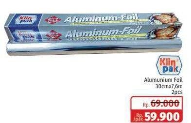 Promo Harga KLINPAK Aluminium Foil 30cm X 7.6m per 2 pcs - Lotte Grosir