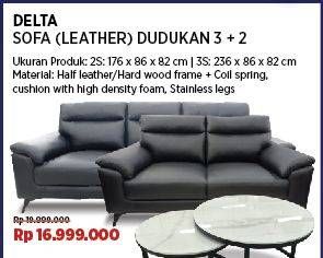 Promo Harga Delta Sofa 3 + 2 Dudukan Bahan Half Leather  - COURTS