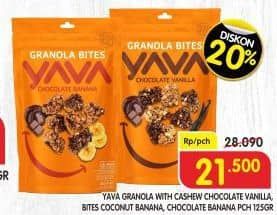 Promo Harga Yava Granola with Cashews Chocolate Vanilla, Coconut Banana, Chocolate Banana 125 gr - Superindo