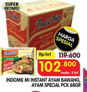 Promo Harga Indomie Mi Kuah Ayam Bawang, Ayam Spesial per 40 pcs 69 gr - Superindo