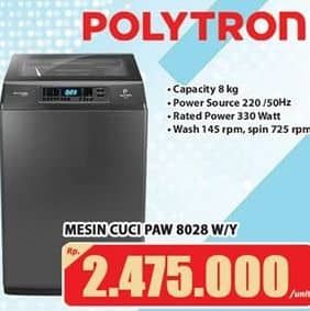 Promo Harga Polytron PAW 8028 Mesin Cuci 1 Tabung 8kg  - Hari Hari