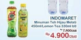 Promo Harga INDOMARET Minuman Teh Hijau Melati, Lemon 330 ml - Indomaret