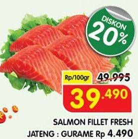 Promo Harga Salmon Fillet per 100 gr - Superindo