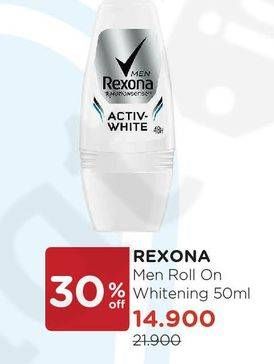 Promo Harga REXONA Men Deo Roll On Activ-White 50 ml - Watsons