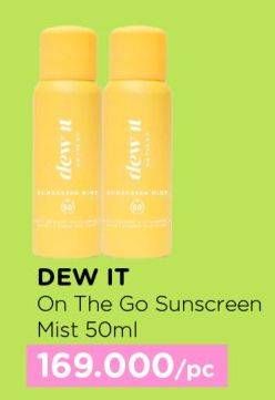 Promo Harga Dew It On The Go Sunscreen Mist SPF50+ 50 ml - Watsons