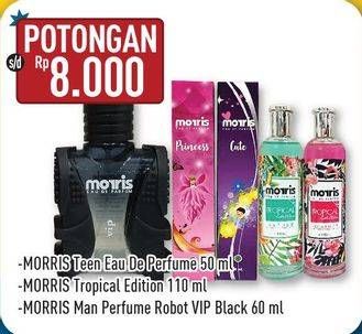 Promo Harga MORRIS Teen Eau De Parfum/Tropical Edition/Man Perfume Robot VIP Black  - Hypermart