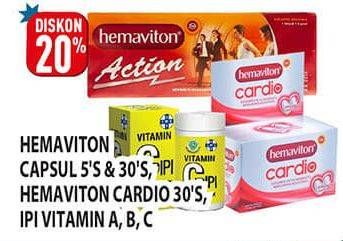 Promo Harga HEMAVITON Action 5s, 30s/ Cardio 30s/ IPI Vitamin A, B, C  - Hypermart