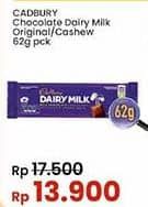 Promo Harga Cadbury Dairy Milk Original, Cashew Nut 62 gr - Indomaret