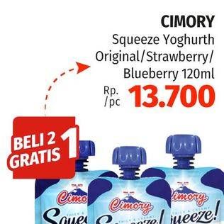 Promo Harga Cimory Squeeze Yogurt Original, Strawberry, Blueberry 120 gr - Lotte Grosir