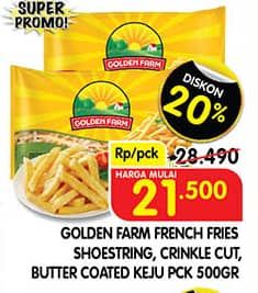 Promo Harga Golden Farm French Fries Shoestring, Crinkle, Coated 500 gr - Superindo
