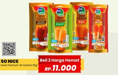Promo Harga So Nice Sosis Siap Makan Premium All Variants 60 gr - Yogya