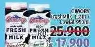Promo Harga CIMORY Fresh Milk Low Fat, Plain 950 ml - LotteMart