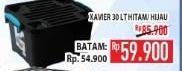 Promo Harga XAVIER X-box Container Hitam, Hijau 30 ltr - Hypermart