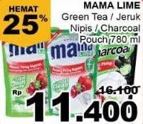 Promo Harga MAMA LIME Cairan Pencuci Piring Green Tea, Lime, Charcoal 780 ml - Giant