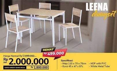 Promo Harga LEENA Diningset (1 Table + 4 Chairs)  - Carrefour