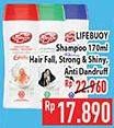 Promo Harga Lifebuoy Shampoo Anti Hair Fall, Strong Shiny, Anti Dandruff 170 ml - Hypermart
