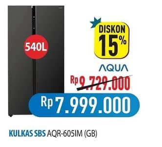 Promo Harga Aqua AQR-605IM Kulkas Side By Side  - Hypermart