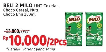 Promo Harga Milo Susu UHT Ekstra Cokelat, Choco Cereal Multigrain, Nutriup, Choco Banana Multigrain 180 ml - Alfamidi