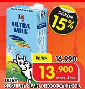 Promo Harga ULTRA MILK Susu UHT Coklat, Full Cream 1000 ml - Superindo