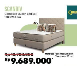 Quantum Scandiv Complete Queen Bed Set  Diskon 29%, Harga Promo Rp9.689.000, Harga Normal Rp13.798.000, Matress Feel Medium Soft
Thickness 26 cm