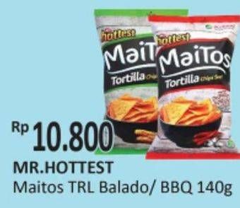 Promo Harga MR HOTTEST Maitos Tortilla Chips Balado, BBQ 140 gr - Alfamidi