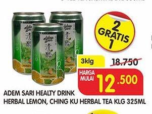 Promo Harga ADEM SARI Ching Ku Herbal Tea, Herbal Lemon per 3 kaleng 325 ml - Superindo