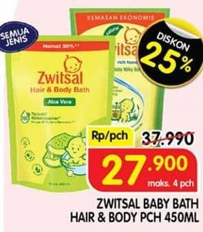 Promo Harga Zwitsal Natural Baby Bath 2 In 1 All Variants 450 ml - Superindo