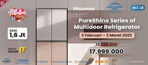 Promo Harga Hisense RQ788N4IWKUS Refrigerator 4 Doors PureShine Series   - Electronic City