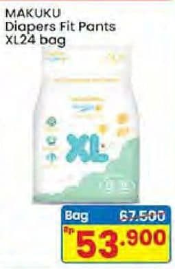Promo Harga Makuku Comfort Fit Diapers Pants XL24 24 pcs - Indomaret