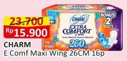 Promo Harga Charm Extra Comfort Maxi Long Wing 26cm 16 pcs - Alfamart