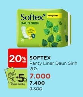 Promo Harga Softex Pantyliner Daun Sirih Regular 20 pcs - Watsons