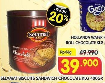 Promo Harga SELAMAT Sandwich Biscuits Chocolate 400 gr - Superindo
