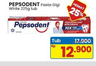Promo Harga Pepsodent Pasta Gigi Pencegah Gigi Berlubang White 225 gr - Indomaret