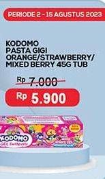 Promo Harga Kodomo Pasta Gigi 6+ Orange Mint, 6+ Strawberry Mint, Mixed Berries 45 gr - Indomaret