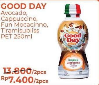 Promo Harga Good Day Coffee Drink Avocado Delight, Cappucino, Funtastic Mocacinno, Tiramisu per 2 botol 250 ml - Alfamart