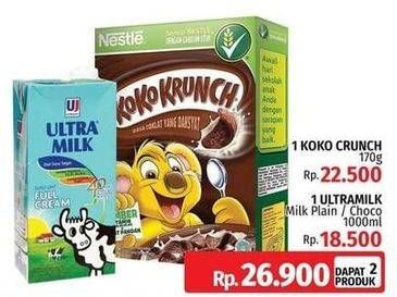 Promo Harga NESTLE KOKO KRUNCH Cereal 170gr + ULTRA MILK Susu UHT 1000ml  - LotteMart