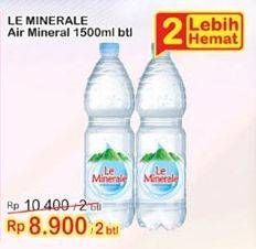 Promo Harga LE MINERALE Air Mineral per 2 botol 1500 ml - Indomaret