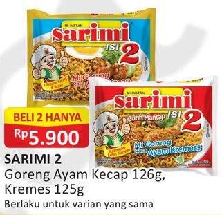 Promo Harga SARIMI Mi Goreng Isi 2 Ayam Kecap, Ayam Kremess per 2 pcs - Alfamart
