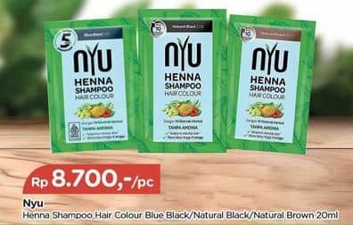 Promo Harga NYU Henna Shampoo Hair Colour Black, Brown, Burgundy 20 ml - TIP TOP