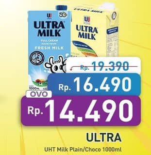 Promo Harga Ultra Milk Susu UHT Coklat, Full Cream 1000 ml - Hypermart