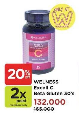 Promo Harga WELLNESS Excell C 500mg 30 pcs - Watsons