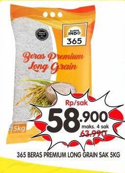 Promo Harga 365 Beras Premium Long Grain 5000 gr - Superindo