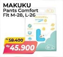 Promo Harga Makuku Comfort Fit Diapers Pants M28, L26 26 pcs - Alfamart