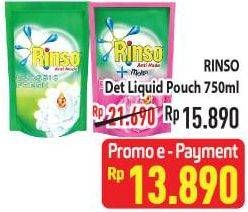 Promo Harga RINSO Liquid Detergent Classic Fresh, + Molto Pink Rose Fresh, + Molto Purple Perfume Essence 750 ml - Hypermart