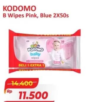 Promo Harga Kodomo Baby Wipes Classic Blue, Rice Milk Pink 50 pcs - Alfamart