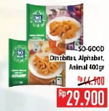 Promo Harga SO GOOD Chicken Nugget Dino, Alphabet, Animal 400 gr - Hypermart