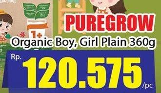 Promo Harga ARLA Puregrow Organic 1+ Boys, Girls 360 gr - Hari Hari