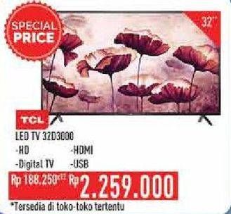 Promo Harga TCL L32D3000B | LED TV  - Hypermart