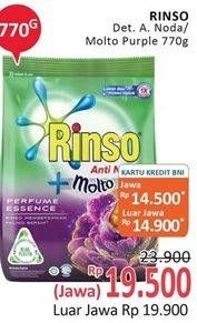 Promo Harga RINSO Anti Noda Deterjen Bubuk + Molto Purple Perfume Essence 770 gr - Alfamidi